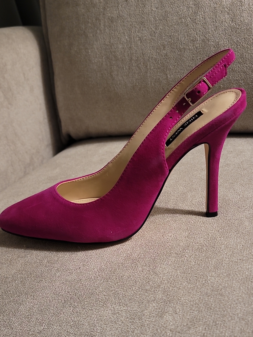 Nine West Fuchsia Suede Pointed-Toe Slingback Pump